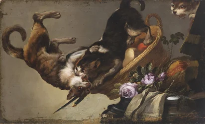 Still Life with Fighting Cats